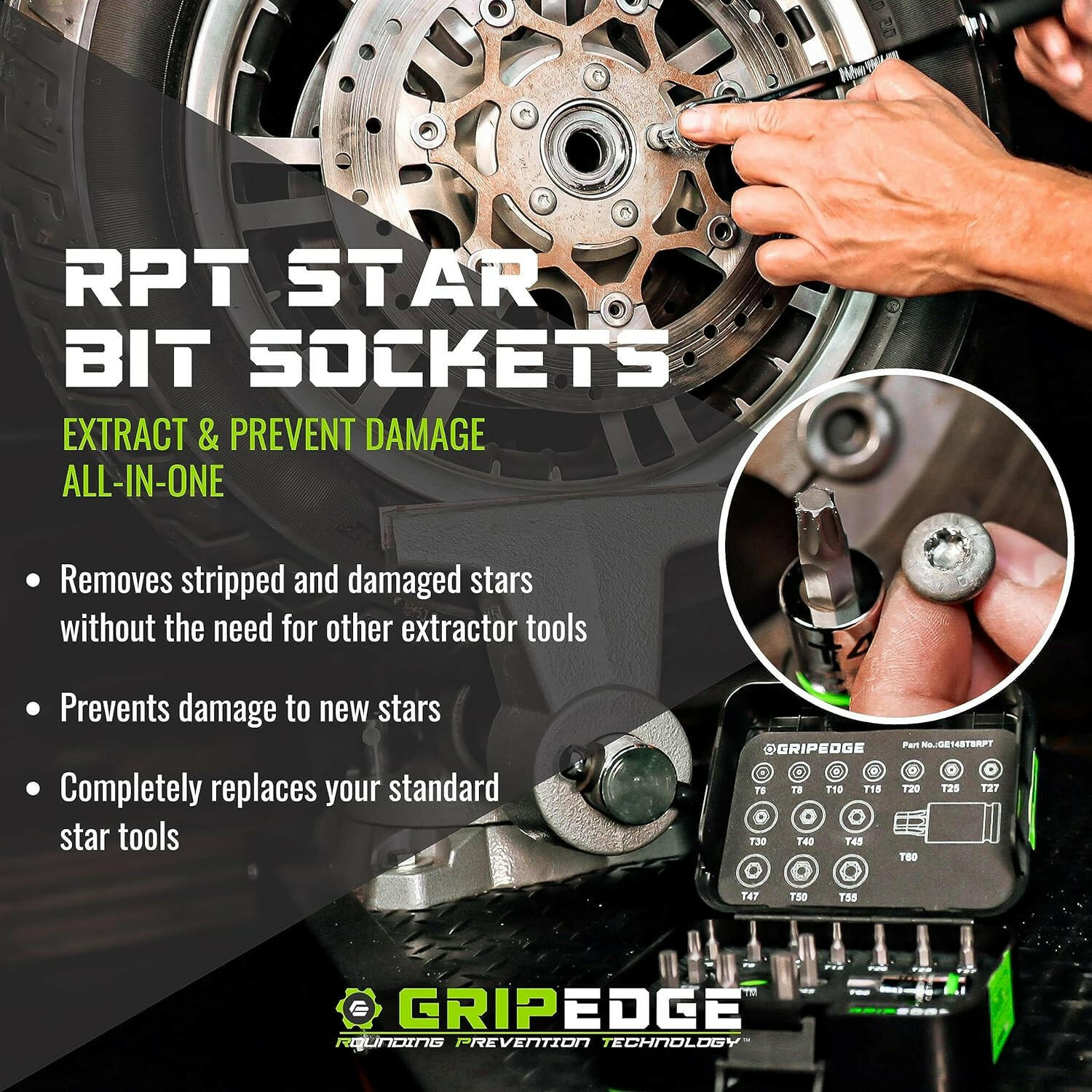 T15 - 1/4'' Drive RPT Star Bit Socket | Grip Edge Tools – GRIPEDGE