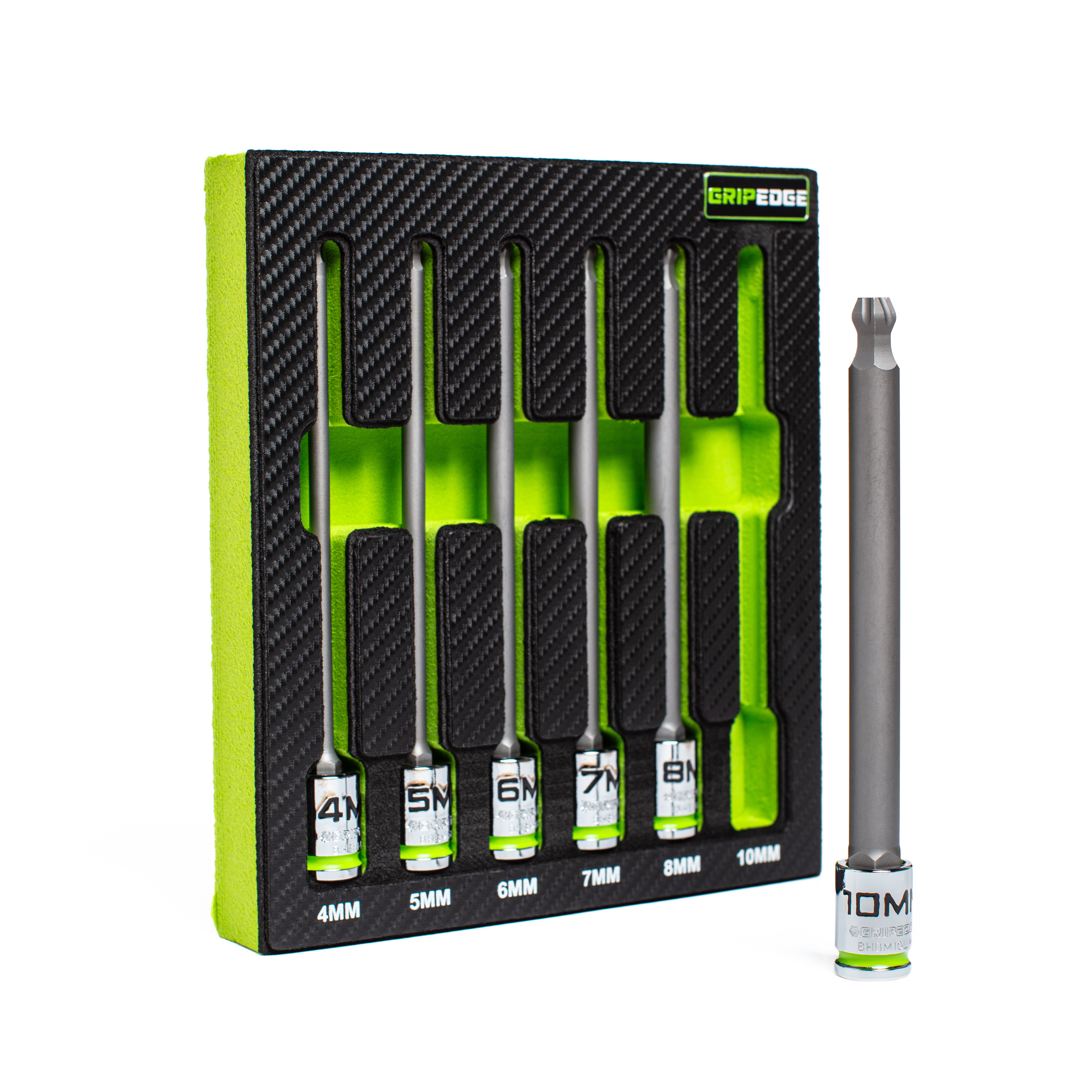 GripEdge | 6-PC RPT 3/8'' Drive Long Metric Ball Hex Driver Set