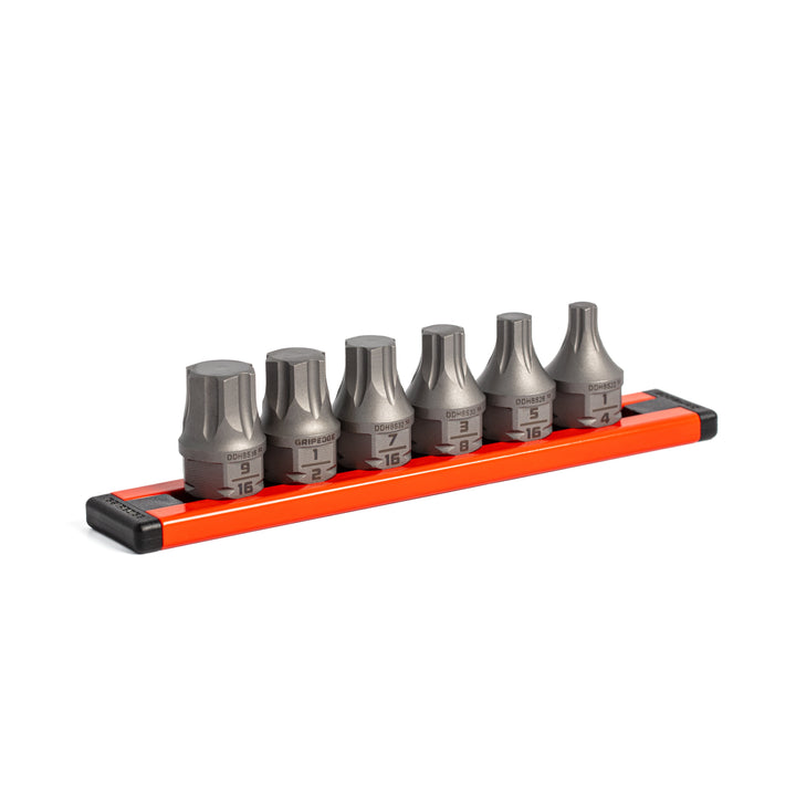 GripEdge | 6-PC RPT 3/8'' Drive Low Profile SAE Hex Dual Action Driver Bit Set