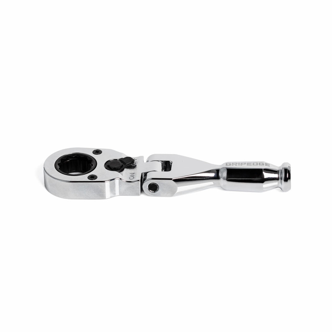 GripEdge | 7/16" Hex Stubby Flex Head Low-Profile Dual Action Driver Ratchet