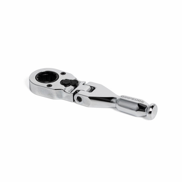 GripEdge | 7/16" Hex Stubby Flex Head Low-Profile Dual Action Driver Ratchet
