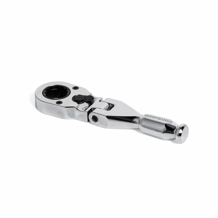 GripEdge | 7/16" Hex Stubby Flex Head Low-Profile Dual Action Driver Ratchet