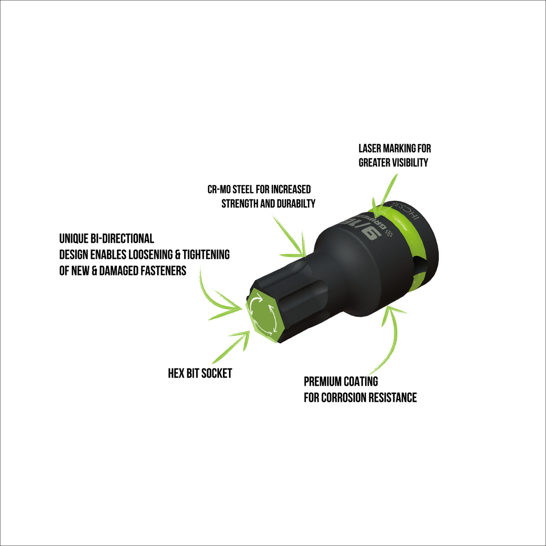 Image 3 of RPT Impact Hex Driver Set - 6Pc 1/2’’ Drive Short SAE