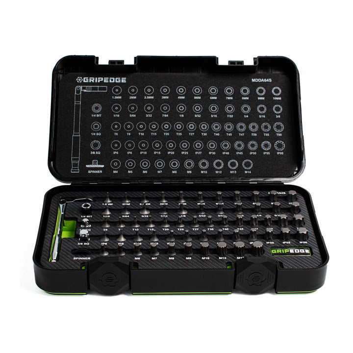 GripEdge | 64-PC RPT™ 1/4" Drive Low-Profile Master Dual Action Driver & Ratchet Set