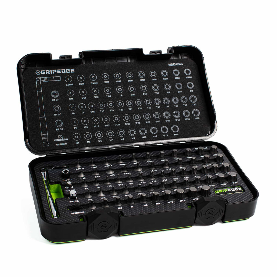 GripEdge | 64-PC RPT™ 1/4" Drive Low-Profile Master Dual Action Driver & Ratchet Set