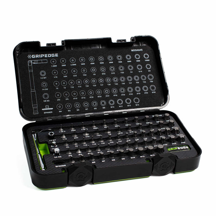 GripEdge | 64-PC RPT™ 1/4" Drive Low-Profile Master Dual Action Driver & Ratchet Set