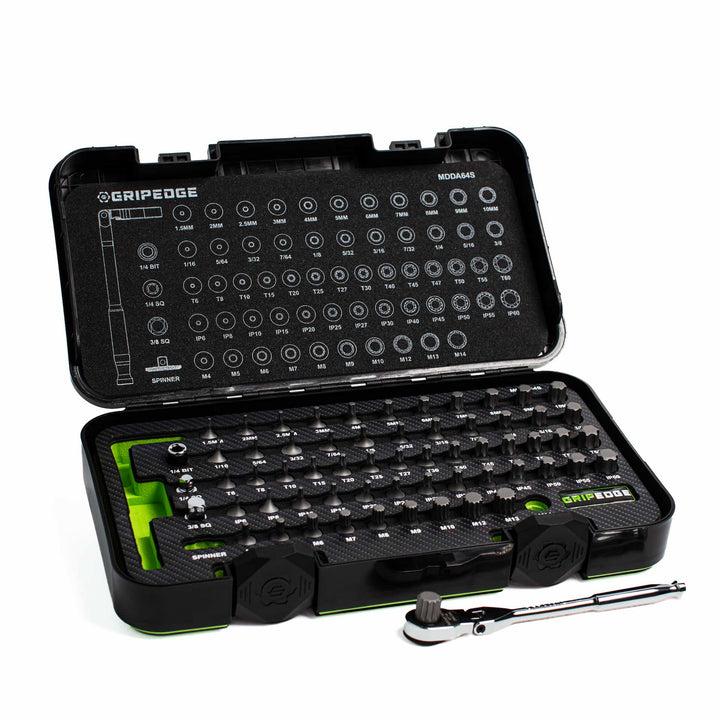 GripEdge | 64-PC RPT™ 1/4" Drive Low-Profile Master Dual Action Driver & Ratchet Set