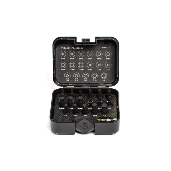 GripEdge | 17-PC RPT 3/8'' Drive Standard Metric & SAE Impact Hex Driver Set