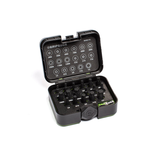 GripEdge | 17-PC RPT 3/8'' Drive Standard Metric & SAE Impact Hex Driver Set