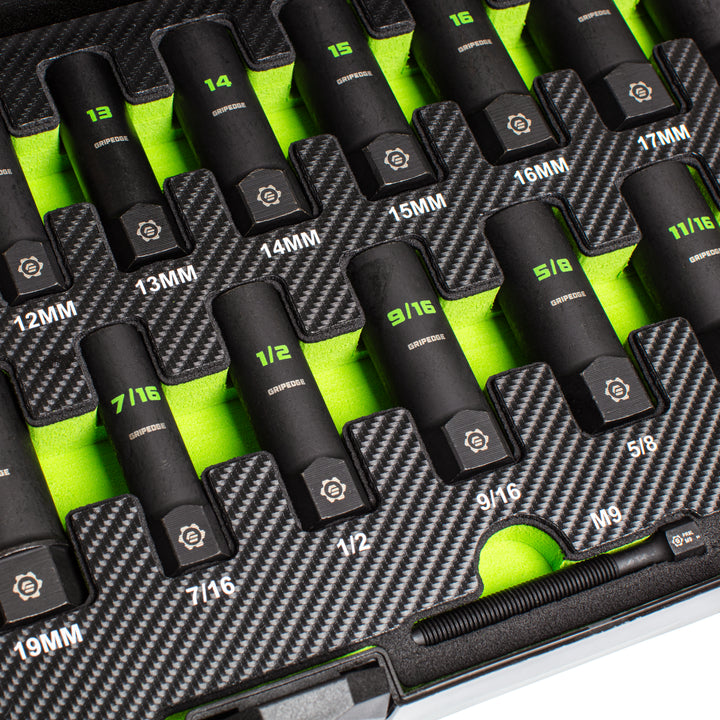 GripEdge | 32-PC G-FORS 1/4" & 3/8" Drive Deep Metric & SAE Master Socket Extractor Set