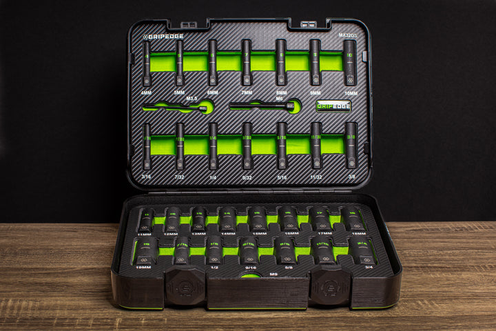 GripEdge | 32-PC G-FORS 1/4" & 3/8" Drive Deep Metric & SAE Master Socket Extractor Set