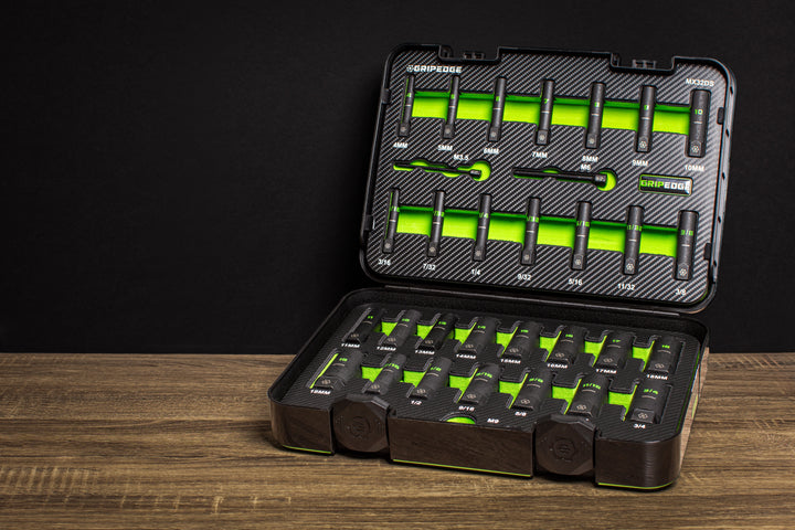 GripEdge | 32-PC G-FORS 1/4" & 3/8" Drive Deep Metric & SAE Master Socket Extractor Set