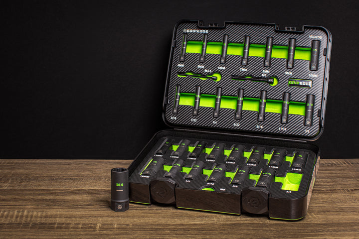 GripEdge | 32-PC G-FORS 1/4" & 3/8" Drive Deep Metric & SAE Master Socket Extractor Set