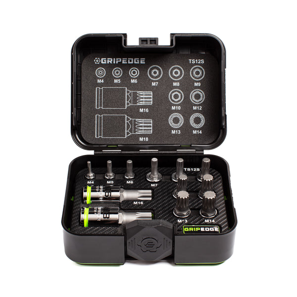 GripEdge | 12-PC RPT 1/4, 3/8 & 1/2" Drive Standard Triple Square Bit Socket Set