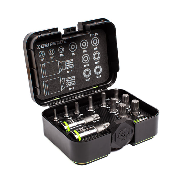 GripEdge | 12-PC RPT 1/4, 3/8 & 1/2" Drive Standard Triple Square Bit Socket Set