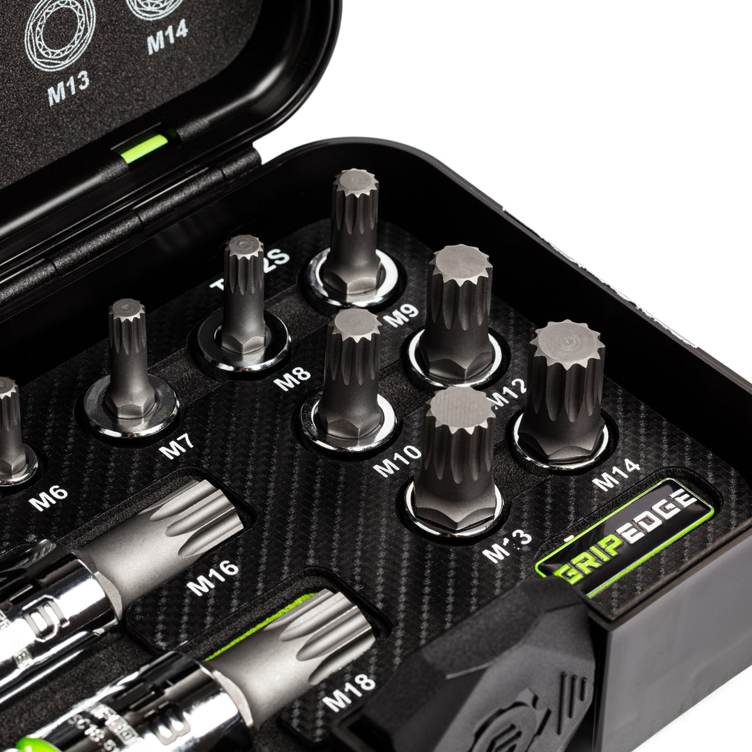 GripEdge | 12-PC RPT 1/4, 3/8 & 1/2" Drive Standard Triple Square Bit Socket Set