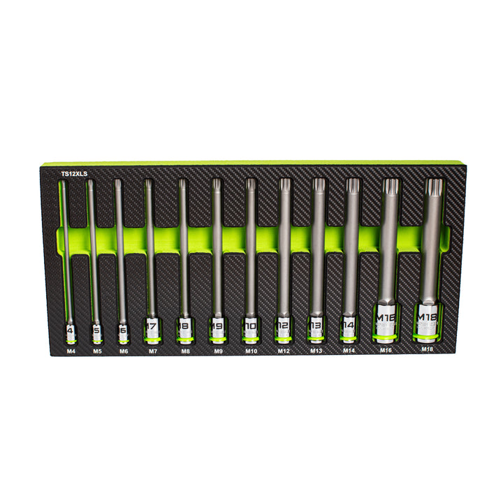 GripEdge | 12-PC 1/4, 3/8 & 1/2" Drive Extra-Long Triple Square Bit Socket Set