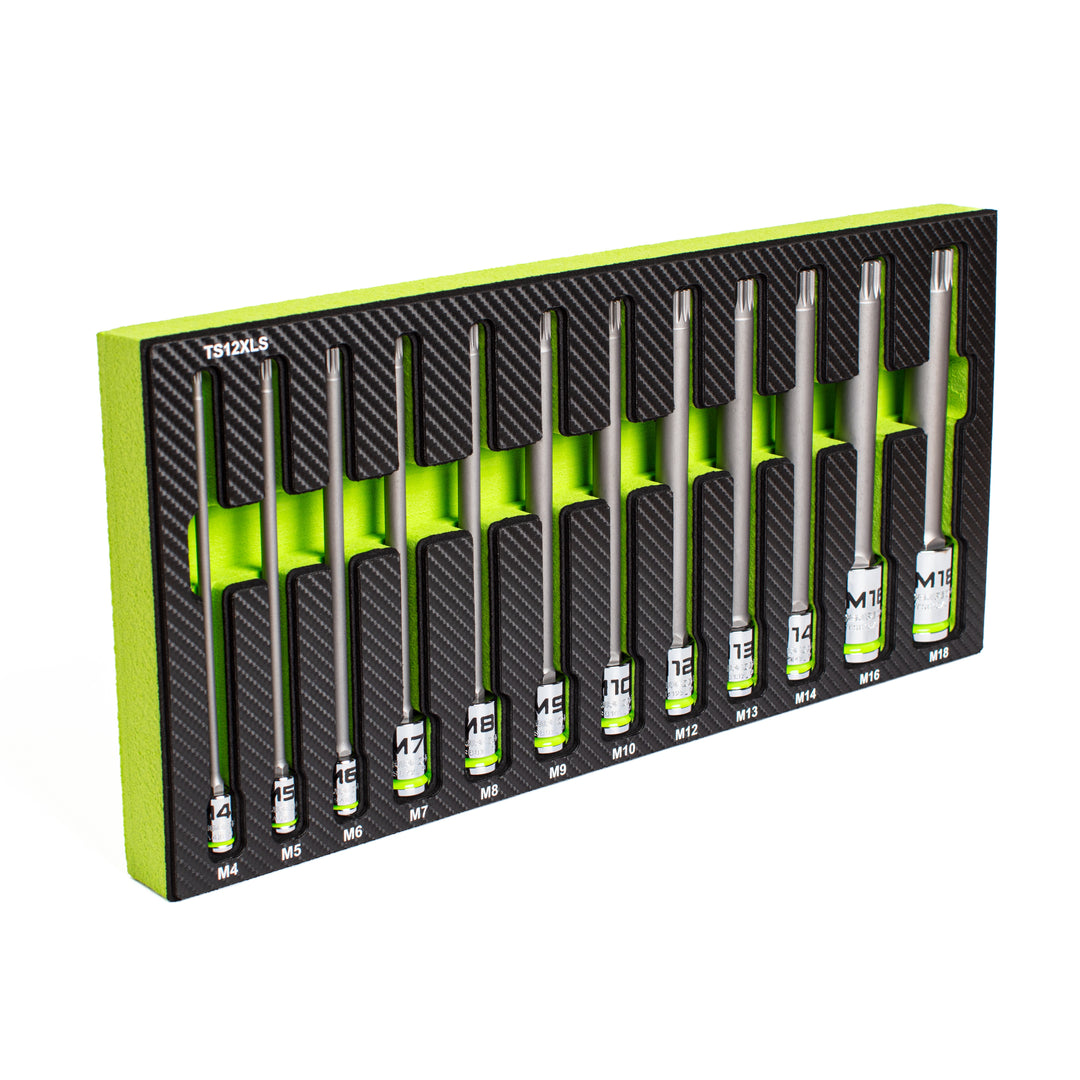 GripEdge | 12-PC 1/4, 3/8 & 1/2" Drive Extra-Long Triple Square Bit Socket Set