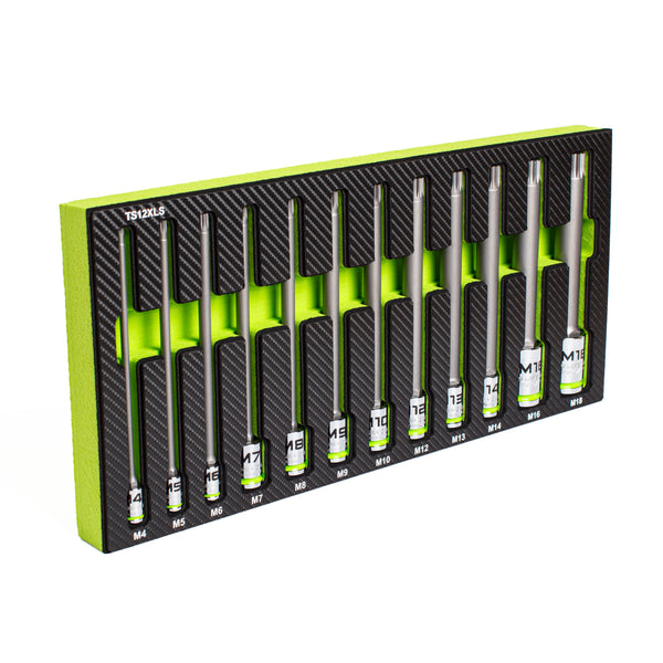 GripEdge | 12-PC 1/4, 3/8 & 1/2" Drive Extra-Long Triple Square Bit Socket Set