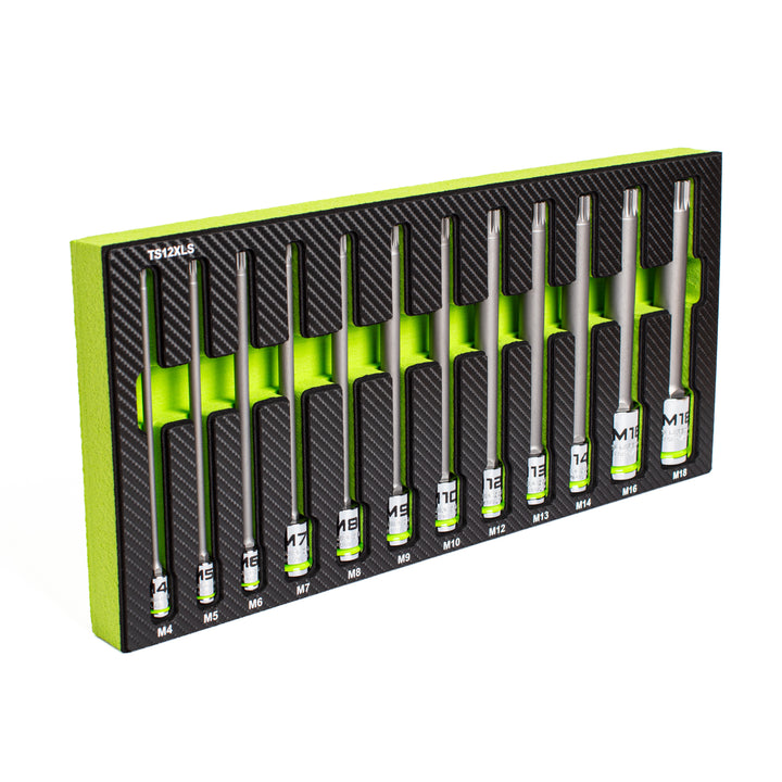 GripEdge | 12-PC 1/4, 3/8 & 1/2" Drive Extra-Long Triple Square Bit Socket Set